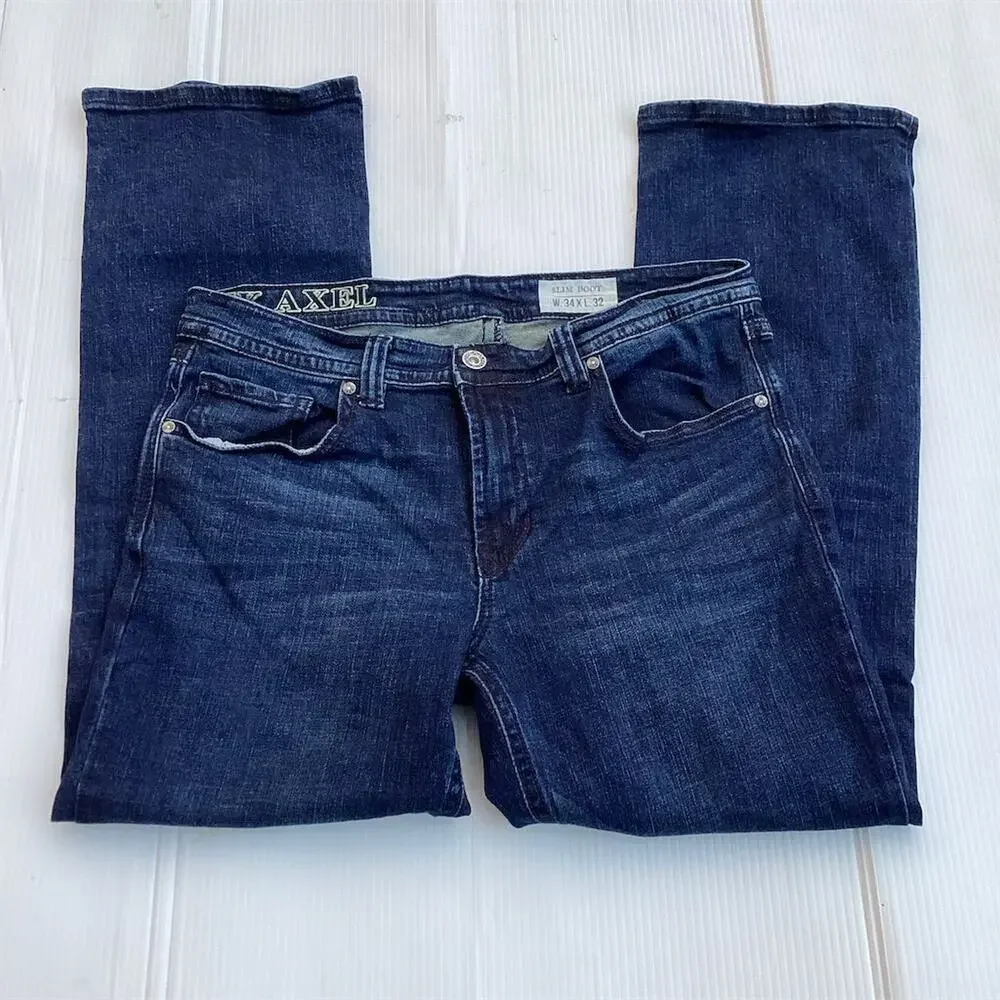 Vintage T.K. Axel Men's Straight Denim Jeans Blue‎ Size 34x32
